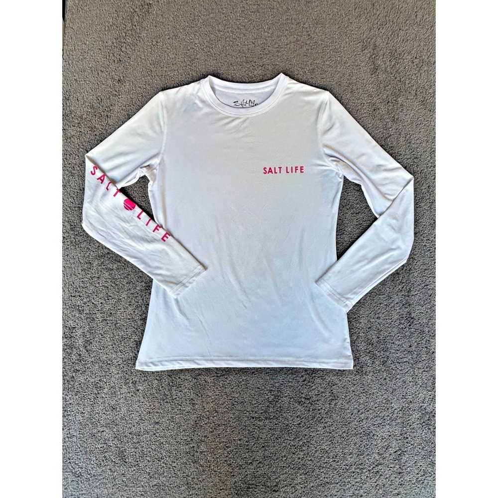 Salt Life‎ Drift & Dream  T-Shirt Men's Small White Long Sleeve Crew-Neck